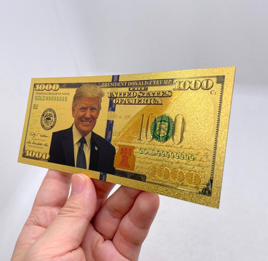 24k Gold Coated Trump $1,000 Bills (3 Per Order)