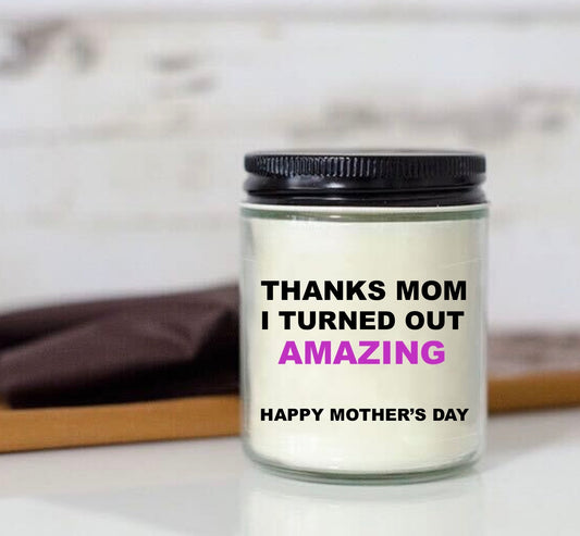 Thanks Mom, Mother's Day Candle (FREE Shipping!)
